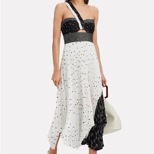 A.L.C. Aurora Dress Polka Dot One Shoulder Midi Dress